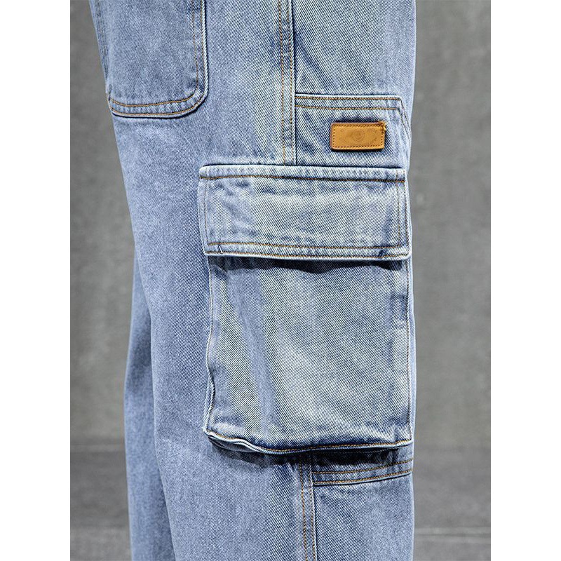 Vaqueros sueltos de tamaño grande, pantalones de trabajo de tendencia masculina versátiles, primavera de 2023 nueva moda recta, hombre gordo aumentado