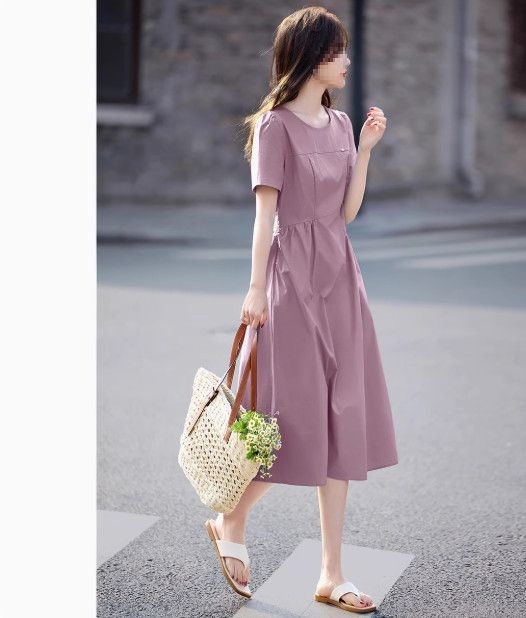 Đầm maxi nữ cotton thắt eo mùa hè 2026 dáng dài — Xanh da trờicolor, màu xanh đậu, màu tím chi tiết 4