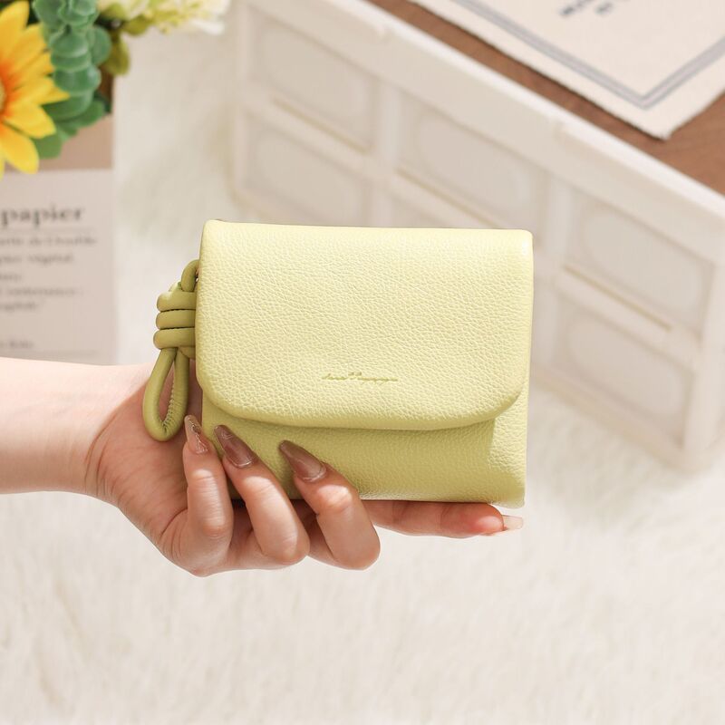 Hopper 2026 New Women's Short Wallet, Japanese and Korean Fashion, Pu Solid Color, Fresh Style, Zipper Folding Wallet for Women 70% off Bag