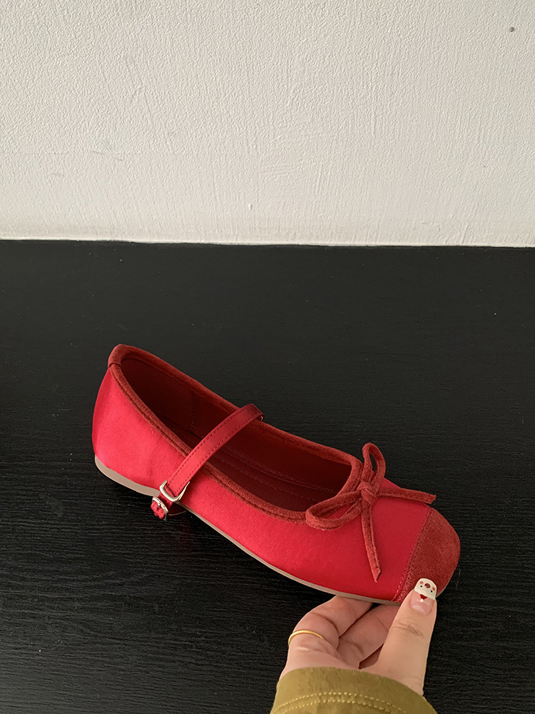 Zapatos Mary Jane de lazo suave francés, zapatos de mujer, aumento de principios de primavera, nuevos zapatos de ballet con faldas, zapatos individuales