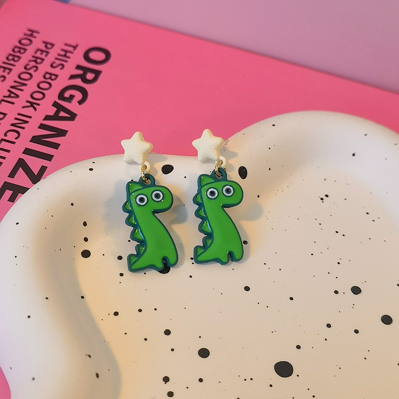 Wholesale Jewelry Cute Dinosaur Alloy Stoving Varnish Drop Earrings display picture 5