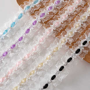 Bow lace double diy lace pleated handmade decorative card set pain bag accessories material baby clothes