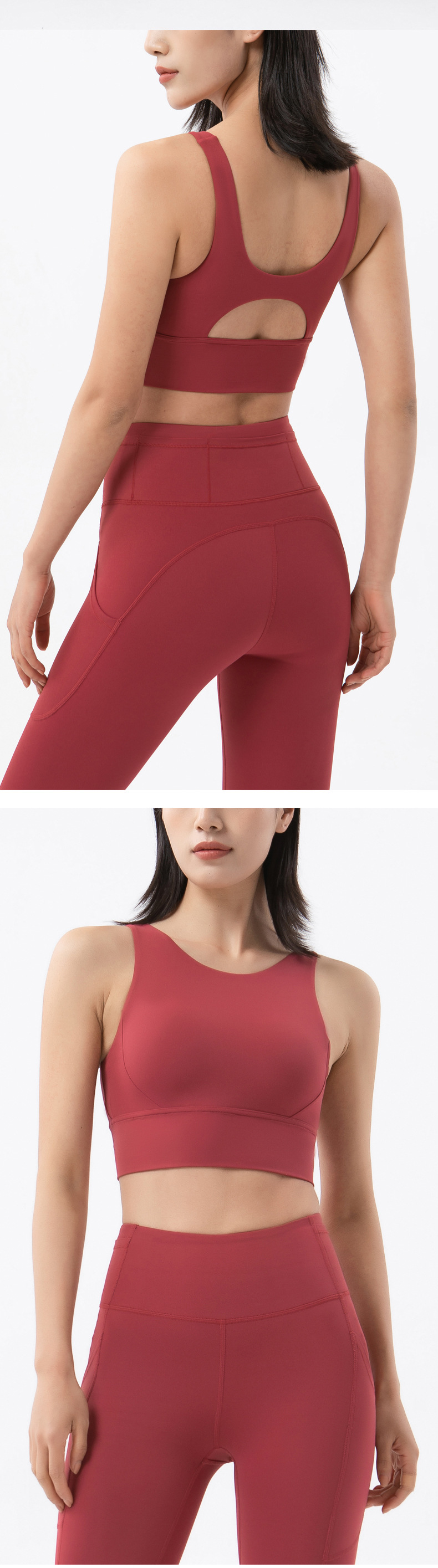 U Neck Neckline Sports Solid Color Nylon U Neck Active Tops Sports