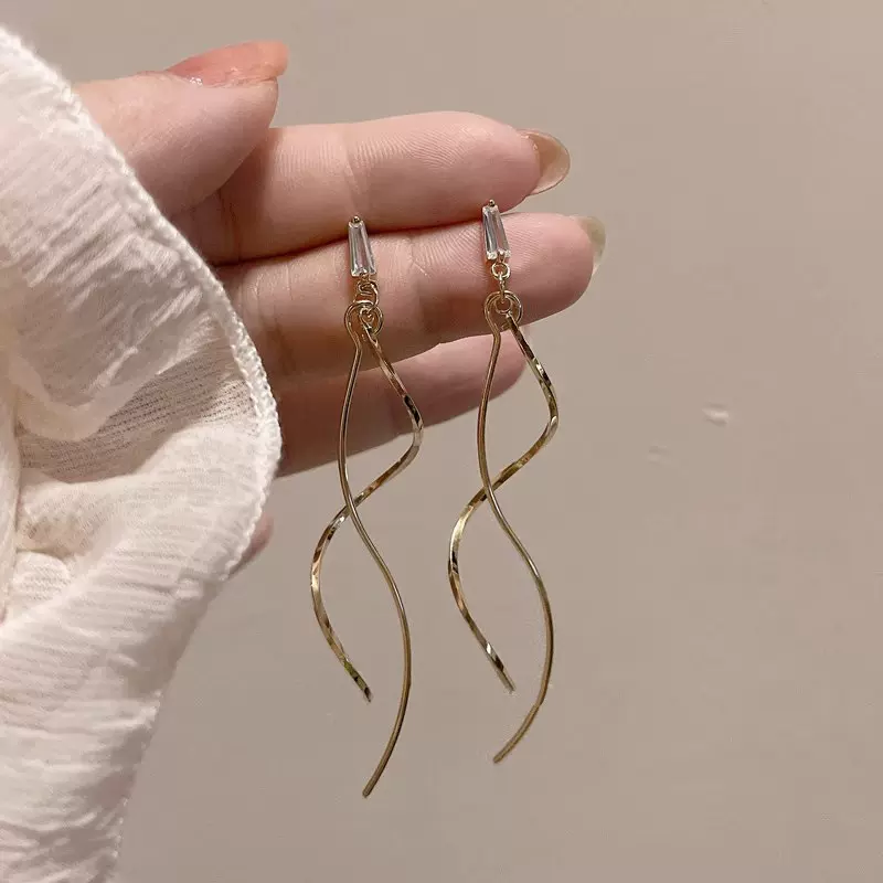 冷清感长款流苏蚊香盘耳夹无耳洞女新款耳饰显脸小方圆脸耳环气质