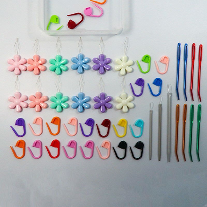 Transfronterizo 10 cuadrículas 120 piezas de plástico en caja pequeños alfileres, marcas, hebillas, suéteres, herramientas de tejido, materiales de bricolaje