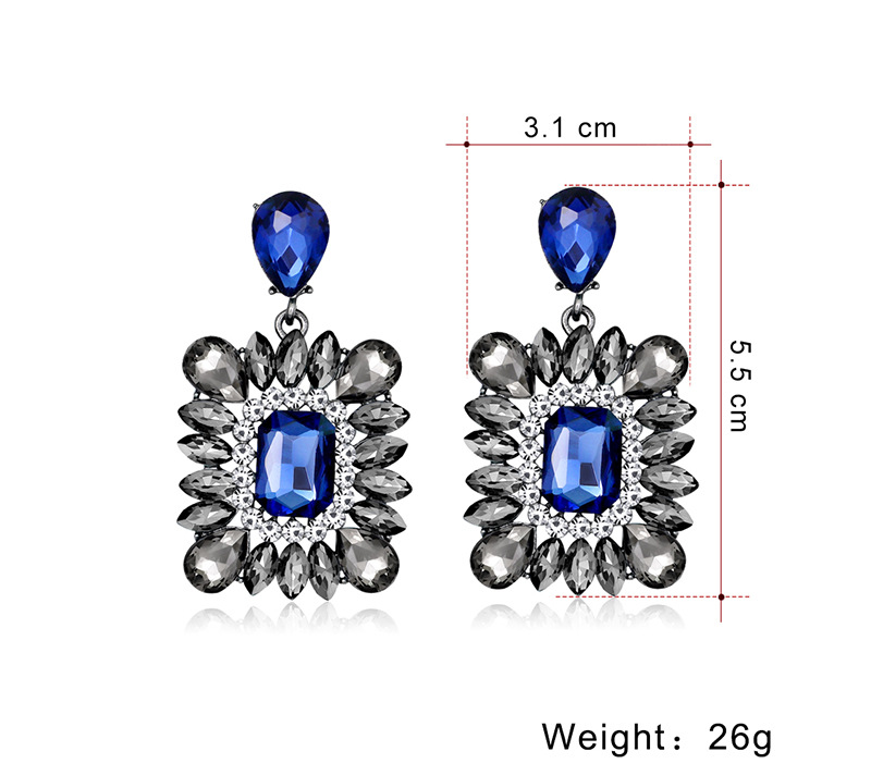 Retro Geometric Alloy Inlay Rhinestones Drop Earrings 1 Pair