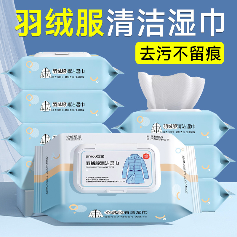 2 Packs of Household down Jacket Wet Wipes for Cleaning, No-Rinse Oil Stain Remover for Clothes【T504】