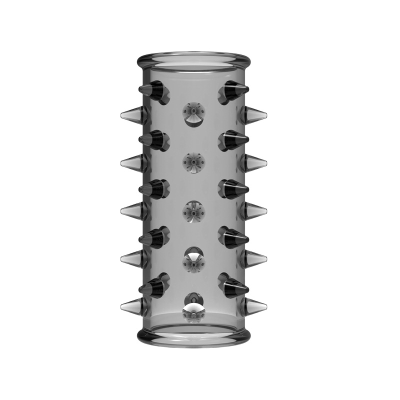 Explorer Spiked Lock Ring Foreskin Barrier Set, TPE Manual Delay Ring, Transparent Black — detail image 6