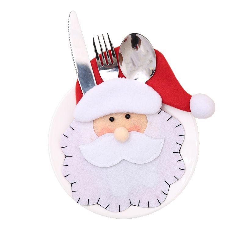Santa Claus cuchillo y tenedor cubierta artículos navideños bolsas de cubierta navideñas decoración de decoración de mesa navideña