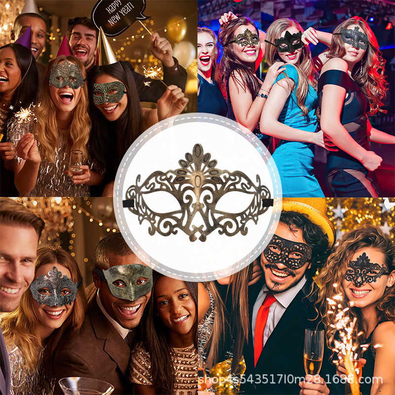 Máscara retro de venta caliente transfronteriza Misteriosa carnaval retro Máscara de Halloween Máscara de media cara Advanced Sense Masquerade Boom Props