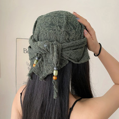 韩系小众设计木珠纹理三角巾女2025春夏季新款时尚百搭装饰包头巾