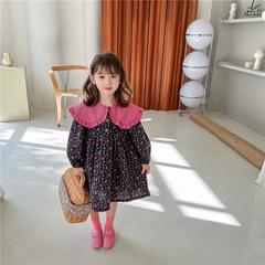 Baby Girl Smooth Princess Dress 2022 Spring Sweet Style Pink Chiffon Collar Country Flower Baby Dress Dress