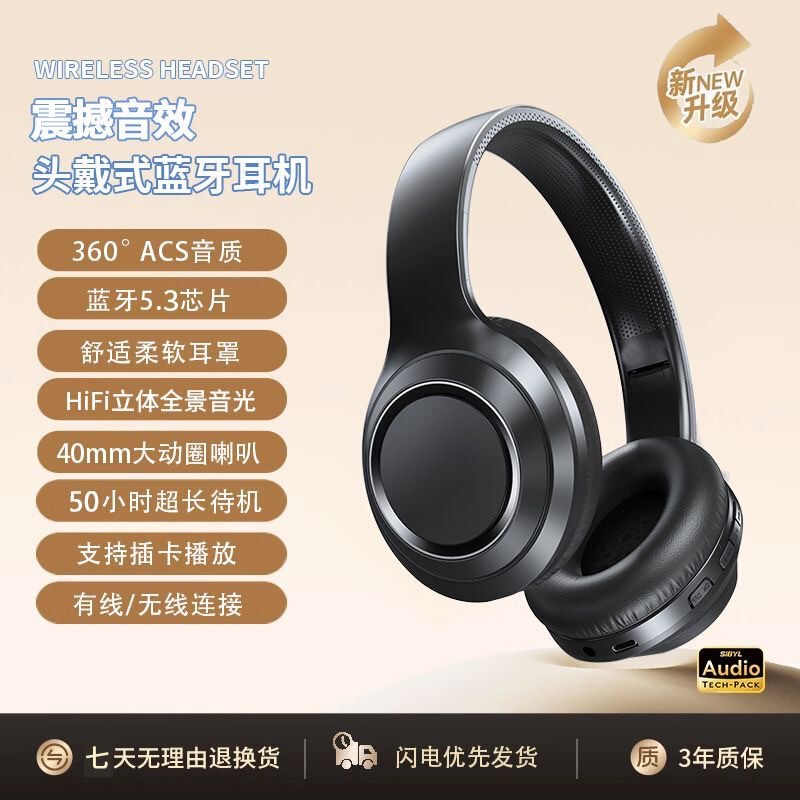 2025新款头戴式无线蓝牙耳机为电脑电竞游戏苹带麦降噪适用华有果|undefined