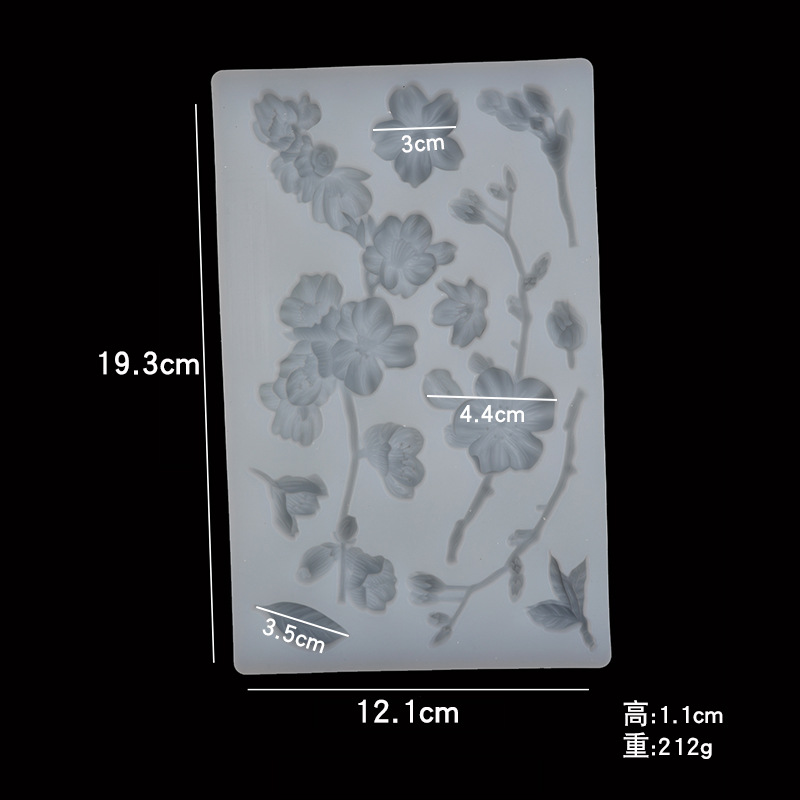 Nueva Plum Blossom fondant pastel de silicona molde para hornear DIY chocolate hecho a mano arcilla decoración Accesorios