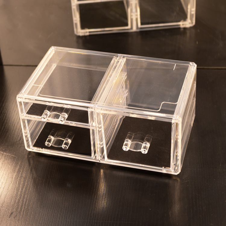 Caja de almacenamiento de cosméticos transparente de escritorio tipo cajón apilable productos para el cuidado de la piel caja de organización caja de clasificación de acrílico transfronteriza