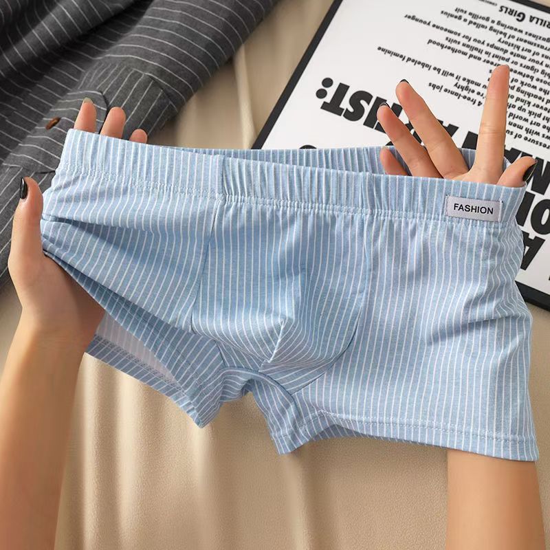 New Men's Underwear Men's Pure Cotton Breathable Striped Boxer Pants Boys Loose plus size Sports Boxer Pants