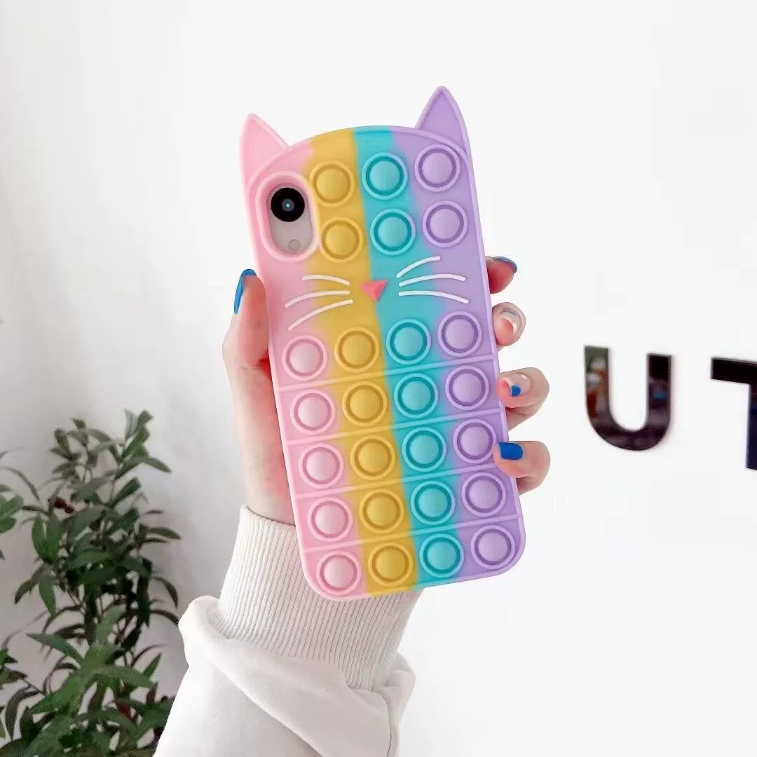 Phone case (Apple compatible) iPhone 13 Pro, silicone pop‑it cat bubble, fits multiple models