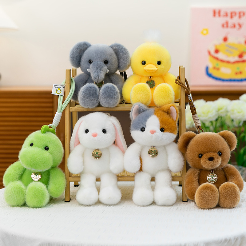 跨境包包挂饰小动物公仔毛绒玩偶情侣礼物送女友卡通可爱挂件批发