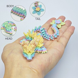 Cross-border new rainbow-colored cherry blossom dragon 3d printing stall explosive wholesale movable Chinese dragon