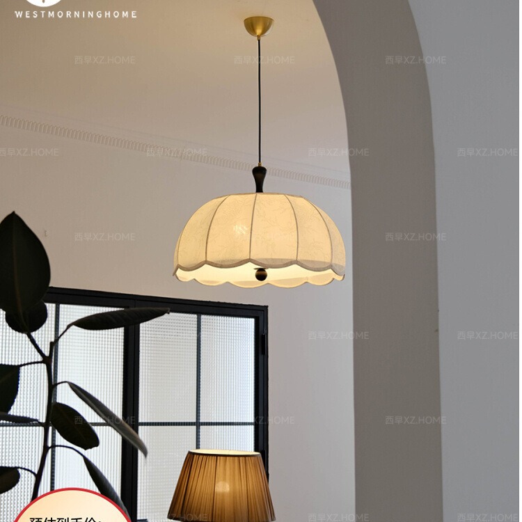 Middle American Restaurant Full Spectrum Master Bedroom French Retro Pastoral Elegant Comfortable Rustic Fabric Lamps Chandelier