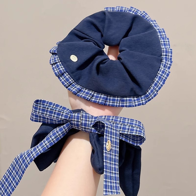 Colegio retro coreano estilo anillo de cabello de intestino grande plegado anillo de cabello de moda personalizado color contraste de flores de cabello de alta calidad