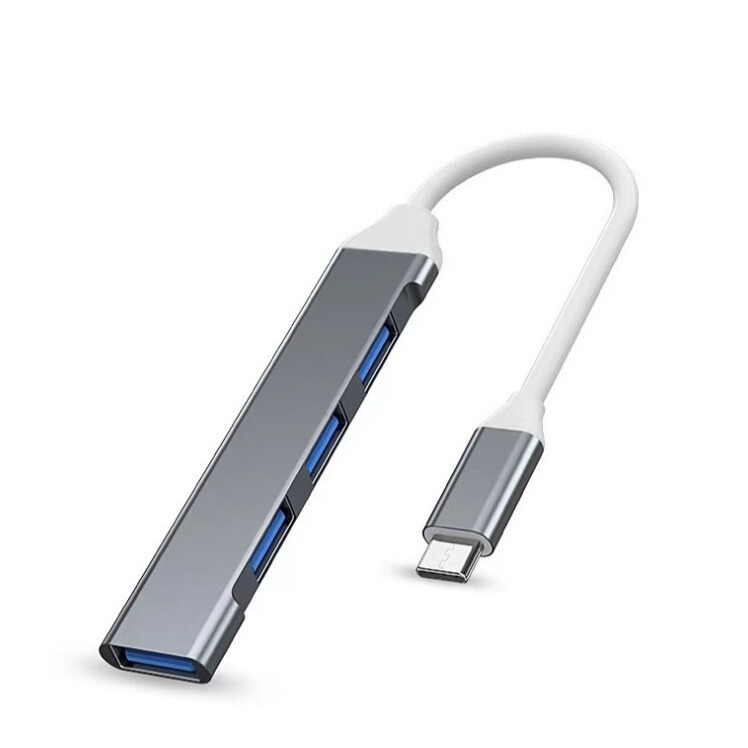 Cross-border hot sale USB-C ultra-thin HUB one-to-four splitter USB3.0 HUB aluminum alloy docking station 4 ports
