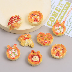 漫画熊焼きピザ食游創意手作りdiyクリームゴムアクセサリー樹脂小物アクセサリー材料バッグ