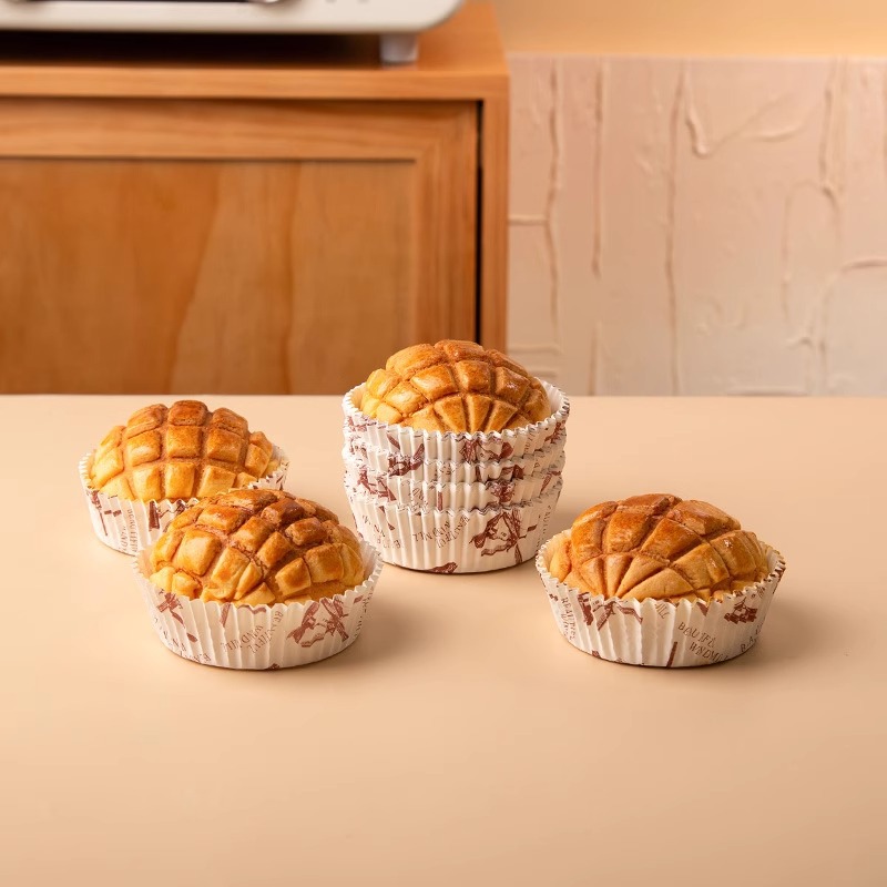 Taza de papel de pastel a prueba de aceite, soporte de papel de pan resistente a altas temperaturas, bolsas de piña para hornear, perros calientes, salchichas, tipo de barco, soporte de película antiadherente