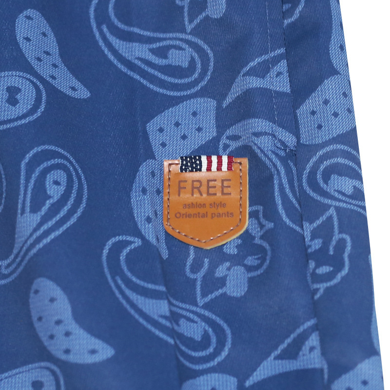 Capris da uomo casual con stampa personalizzata della nuova estate 2024 Pantaloncini traspiranti con lacci in cotone denim_voghion.com