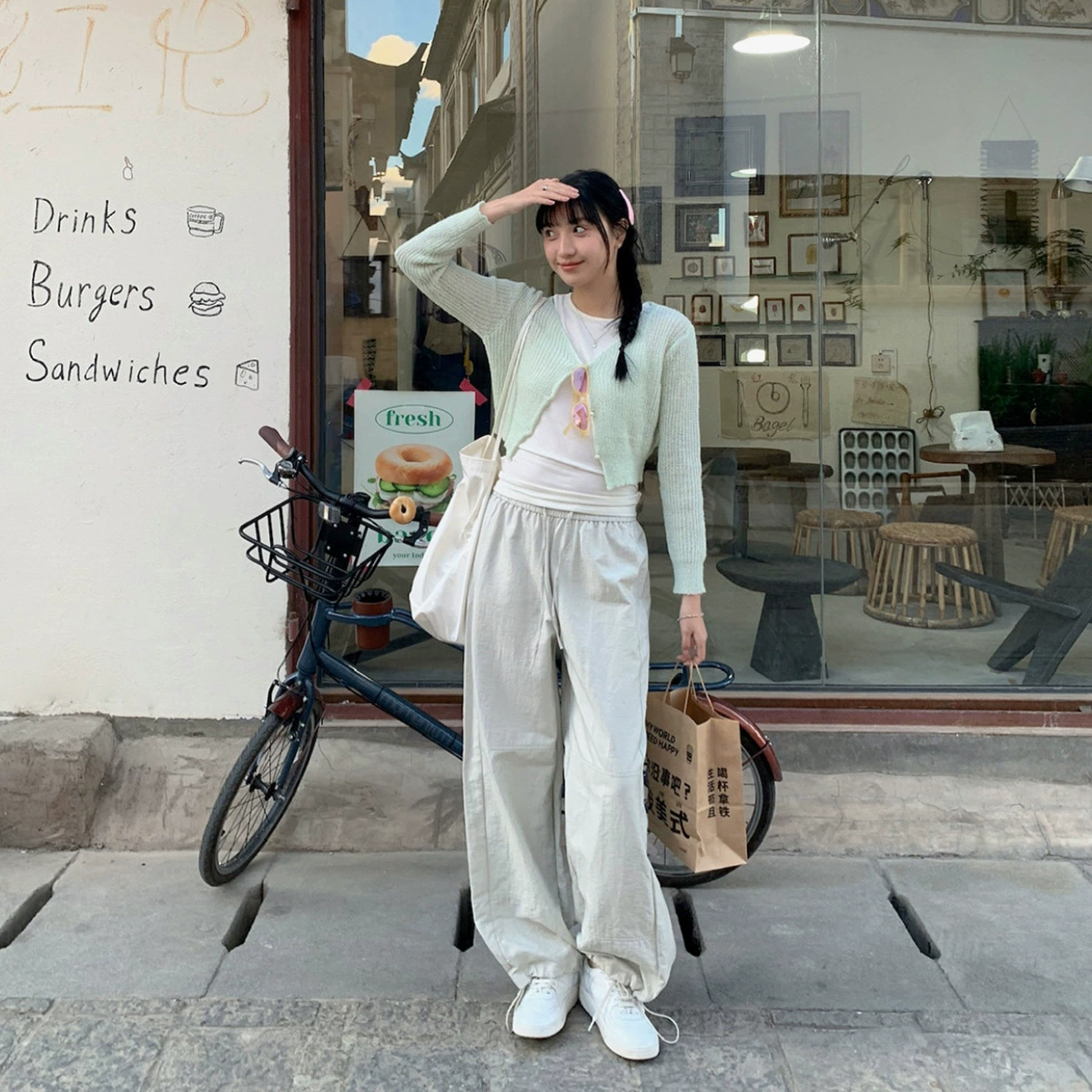 [Нет возможности возврата или обмена] Женские спортивные брюки с эластичной резинкой на талии и завязками, свободные широкие брюки, универсальные повседневные брюки для бега в функциональном стиле