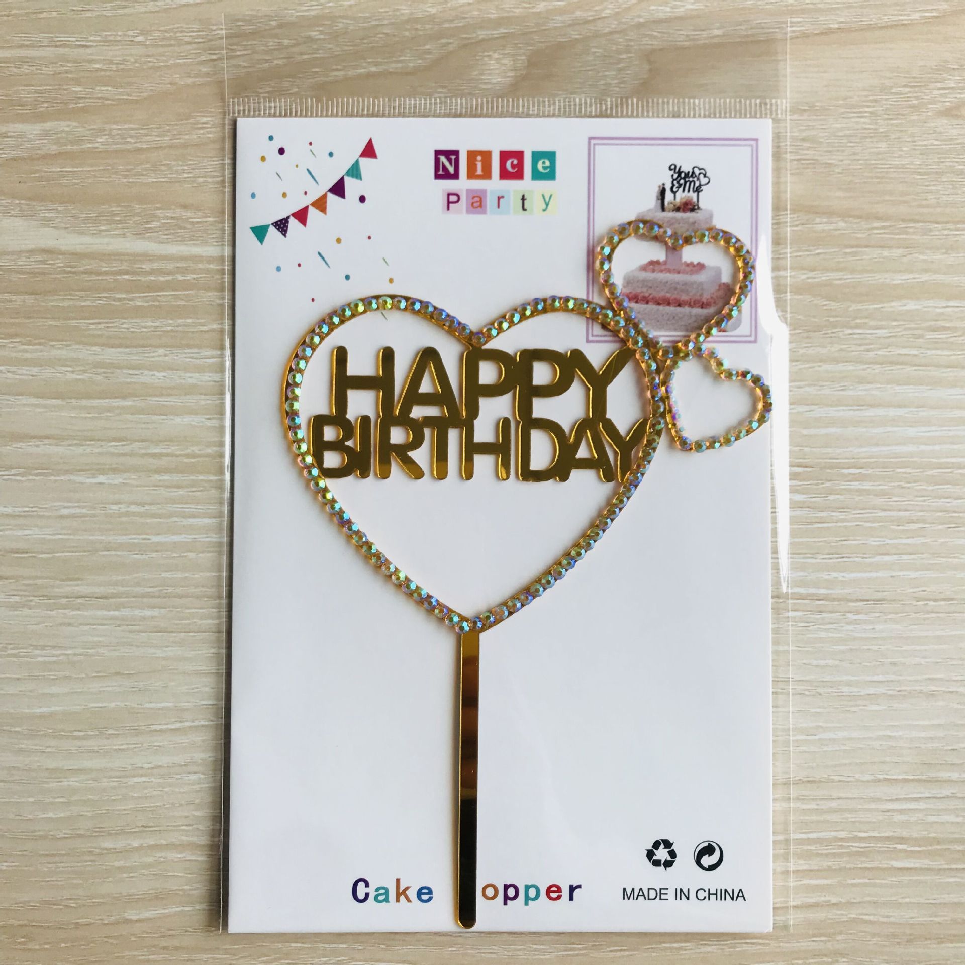 Suministro transfronterizo acrílico diamante Feliz Cumpleaños feliz cumpleaños pastel tarjeta inserción postre decoración mesa