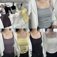 6615 # 夏の新しいファッションねじ綿固定カップストラップベストシンプルで快適な肌のストラップ女