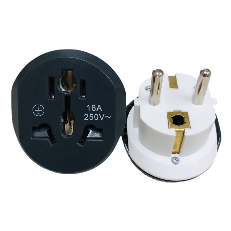 德标16A转换插头欧规转接头带保护阀门铜质阻燃材料适用德国插头