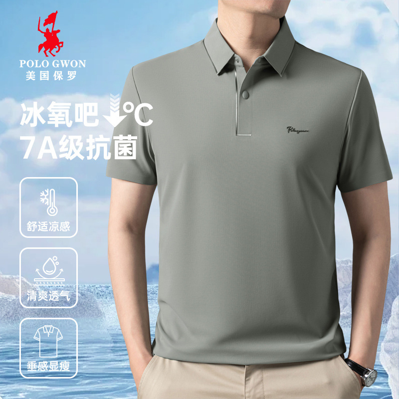 Light Luxury Business Polo Shirt, High-End Men's Short-Sleeved T-Shirt with a Collar, Casual Wear for Young and Middle-Aged Men, Gentleman's Slim Fit
