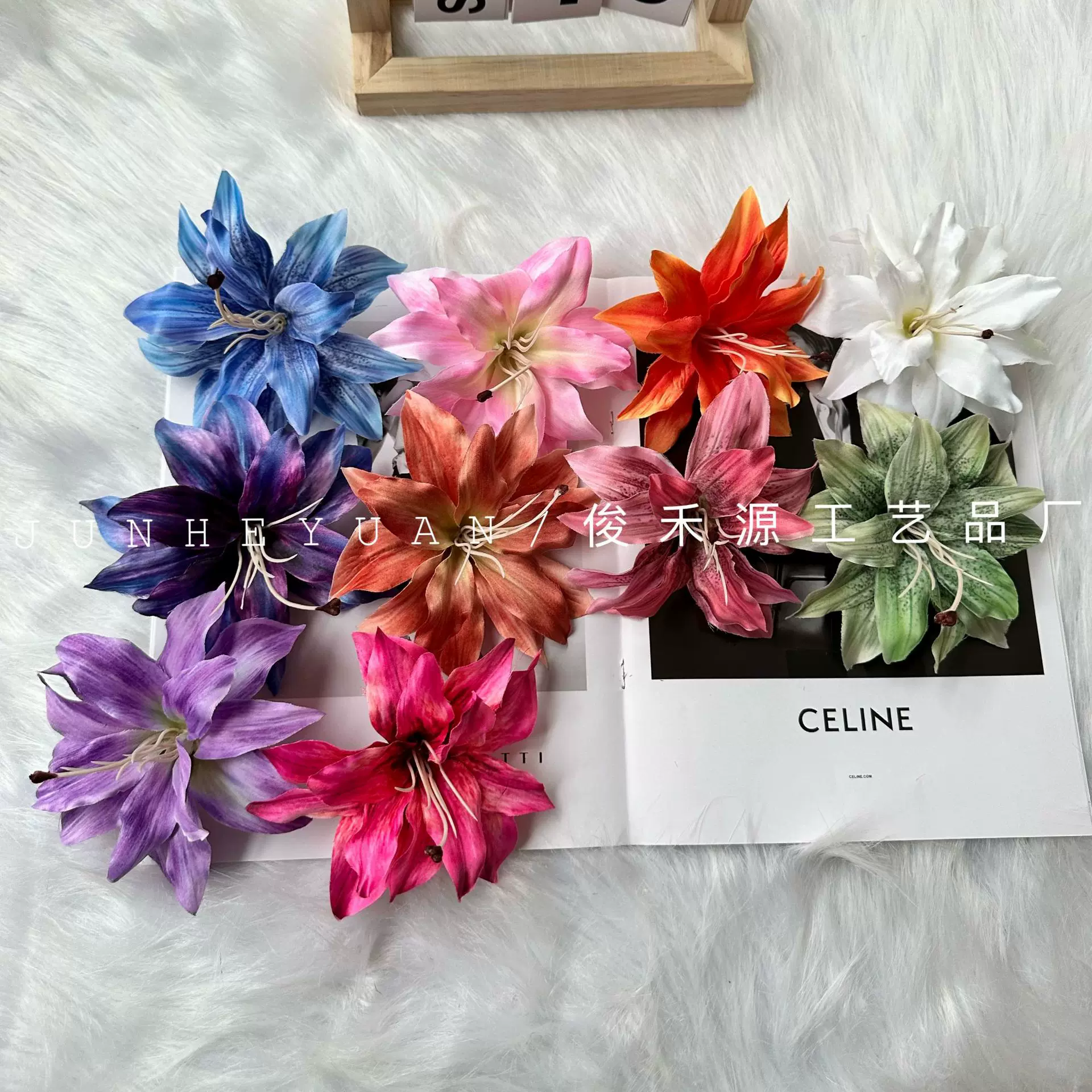 3D打印百合花头婚庆仿真花家居户外摄影婚礼堂假花发夹婚庆专用