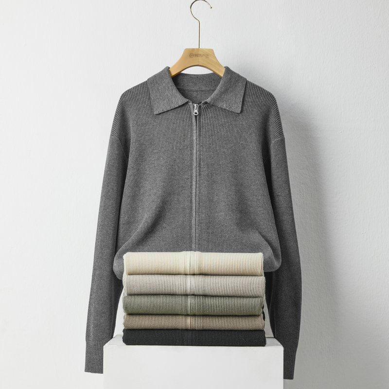 2025 New Autumn and Winter Cardigan Knitwear Men's Korean Style Trendyy Zipper Outer Knitwear Jacket Men's Lapel Knitwear