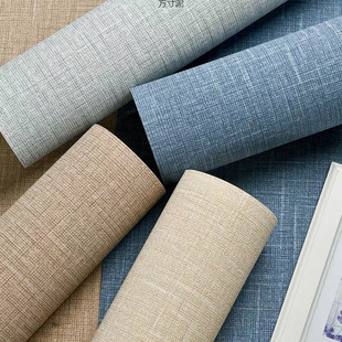 Thickened Wallpaper Self-Adhesive Color Linen Wallpaper Self-Adhesive Living Room Bedroom Dormitory Background Wall Linen Wallpaper Foreign Trade Wholesale