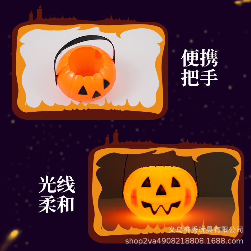 Halloween bar centro comercial accesorios de decoración calabaza luz cubo kindergarten escena diseño portátil caramelo tarro