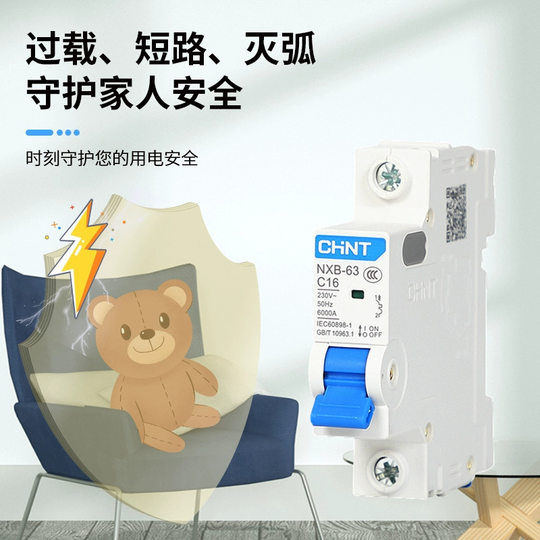 Chint Circuit Breaker Small Air Switch 220V Household 1P32A Flame Retardant Nxb Air Switch Leakage Protection Circuit Breaker