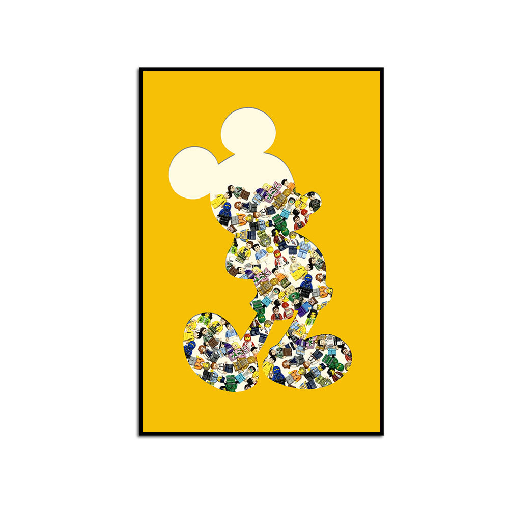 Bloques de construcción de Lego pintura decorativa dormitorio dibujos animados bloques de construcción Mickey tridimensional colgando pintura habitación de los niños colgando Pintura Sala de estar colgando pintura