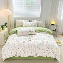 新款家用时尚城市床上用品床单舒适四件套代发批发舒适水洗棉