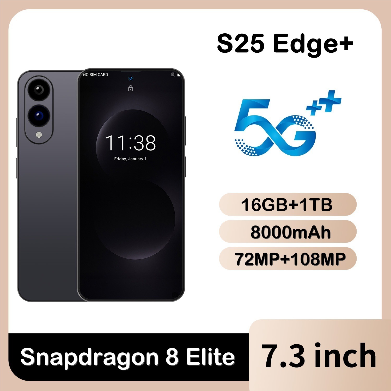 New Cross-border Smartphone S25 Edge+ Large Screen 16+1t Smartphone...