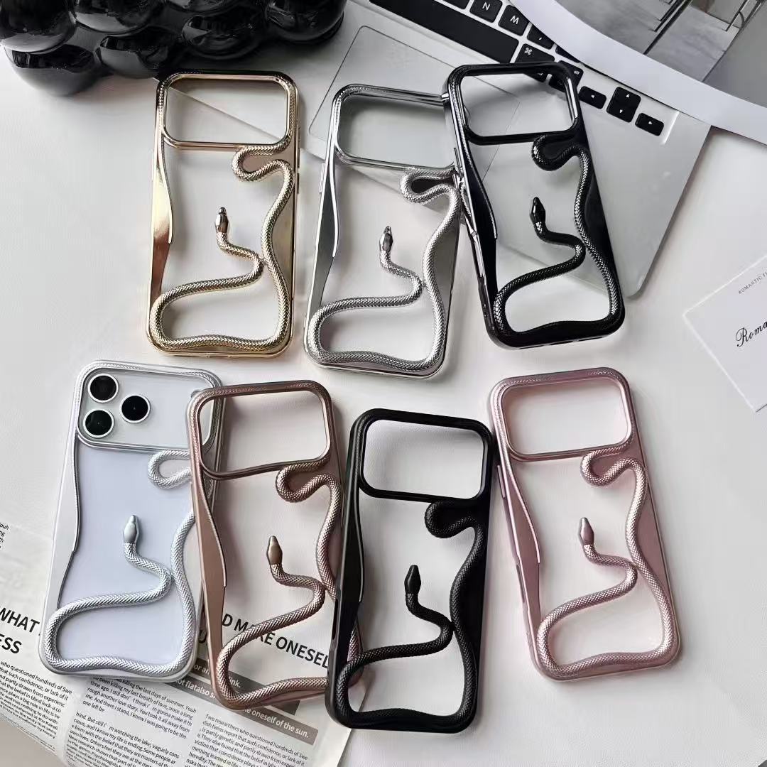 Matte Matte Cut Out Snake Iphone17Promax Mobile Phone Case Suitable for Apple 16Pro Electroplating 15 Stereo 14P