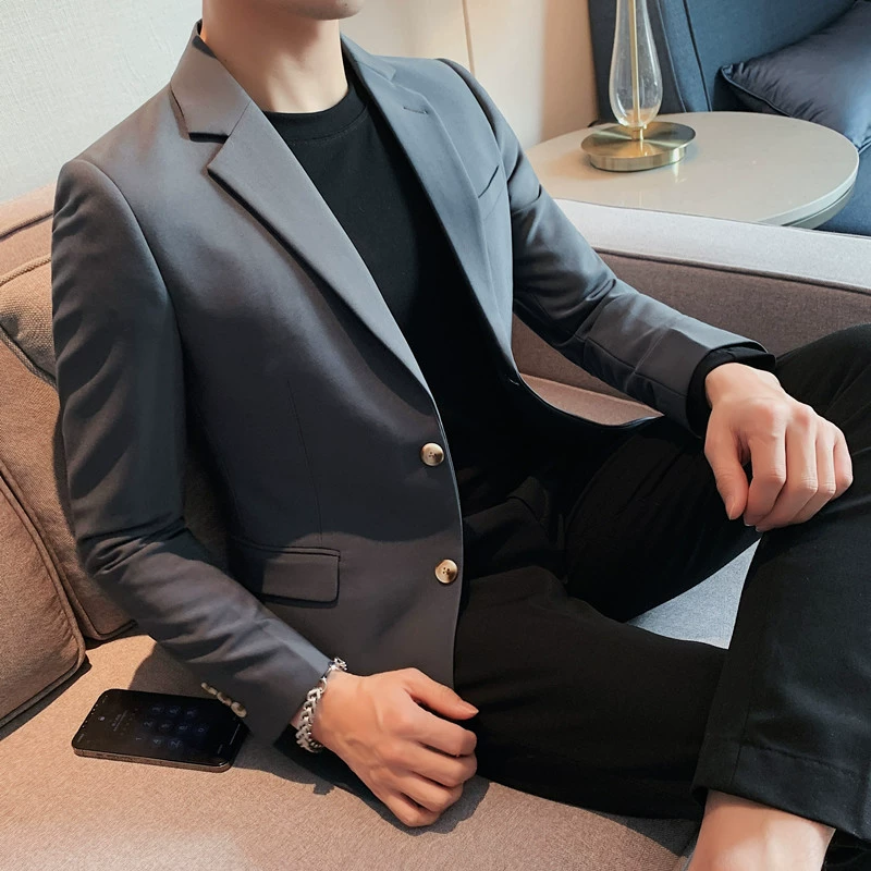 Мужской весенний костюм slim‑fit: пиджак и брюки, легкий, размеры M–4XL