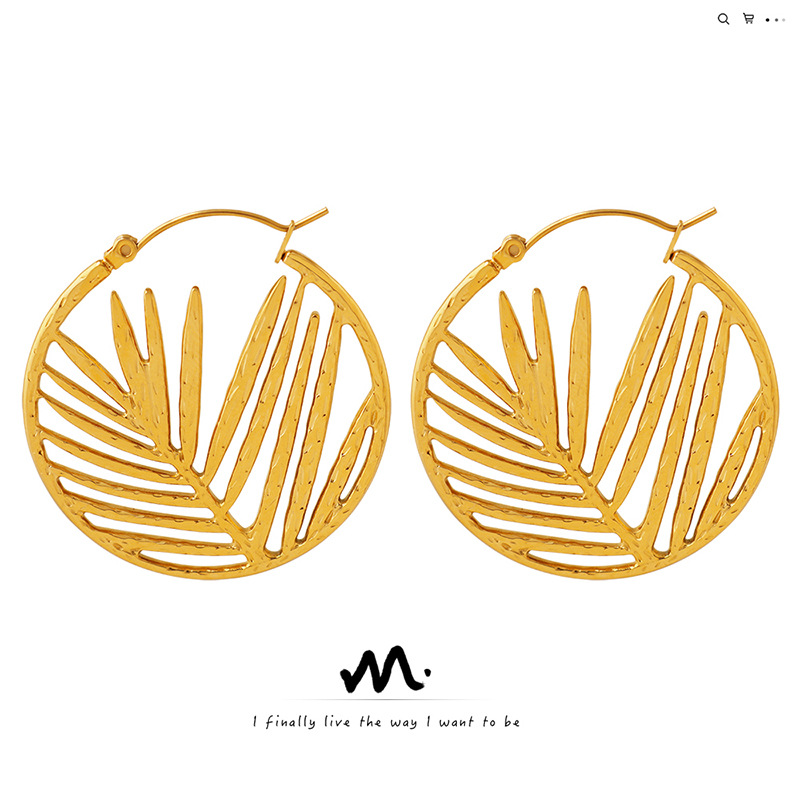 Nuevo simple titanio acero pendientes hoja de bambú estilo nacional todo-fósforo pendientes de moda diseño personalizado red rojo mismo estilo joyería para mujeres