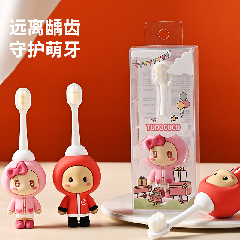 Thousand-Hair Kidsren's Toothbrush 3-12 Years Old Cartoon 3D Doll Toothbrush Kidsren's Soft-Bristled Senior Baby Home Manufacturer Wholesale