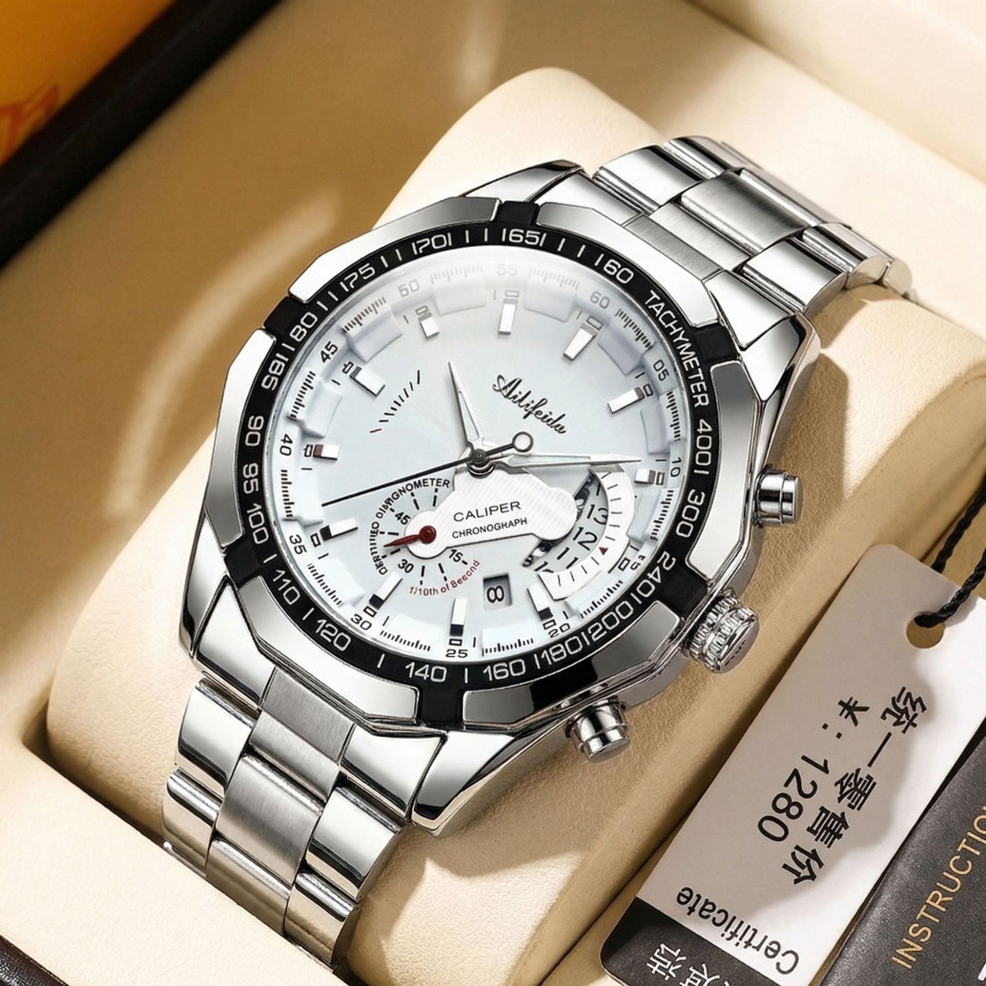 Aili Feida Fully Automatic Movement Watch Men's Quartz Back Cover Hollow Large Dial Luminous Tourbillon