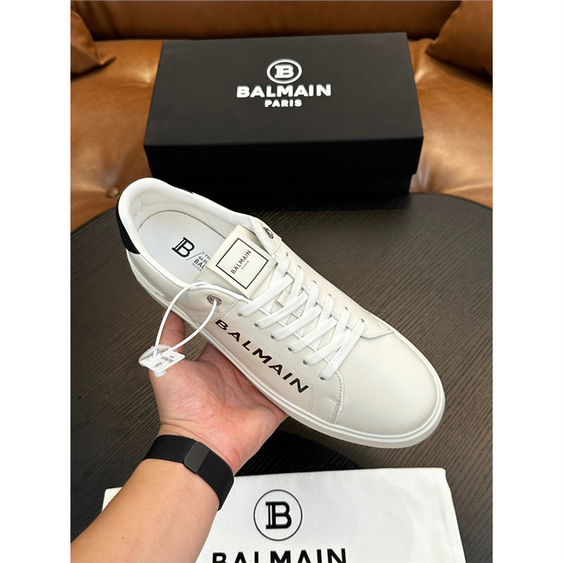 European Counter Luxury Goods Balmain/Balmain Men's Shoes New Casual Shoes Genuine Leather Sneakers Small White Shoes