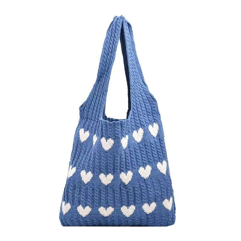 New Knitted Woven Love Women's Premium and Exquisite Woolen Handheld Shoulder Bag, Shopping Bag_voghion.com