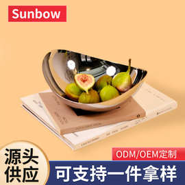 镜面不锈钢沙拉水果碗2件套创意设计水果盘甜品盘餐厅家用餐厅用